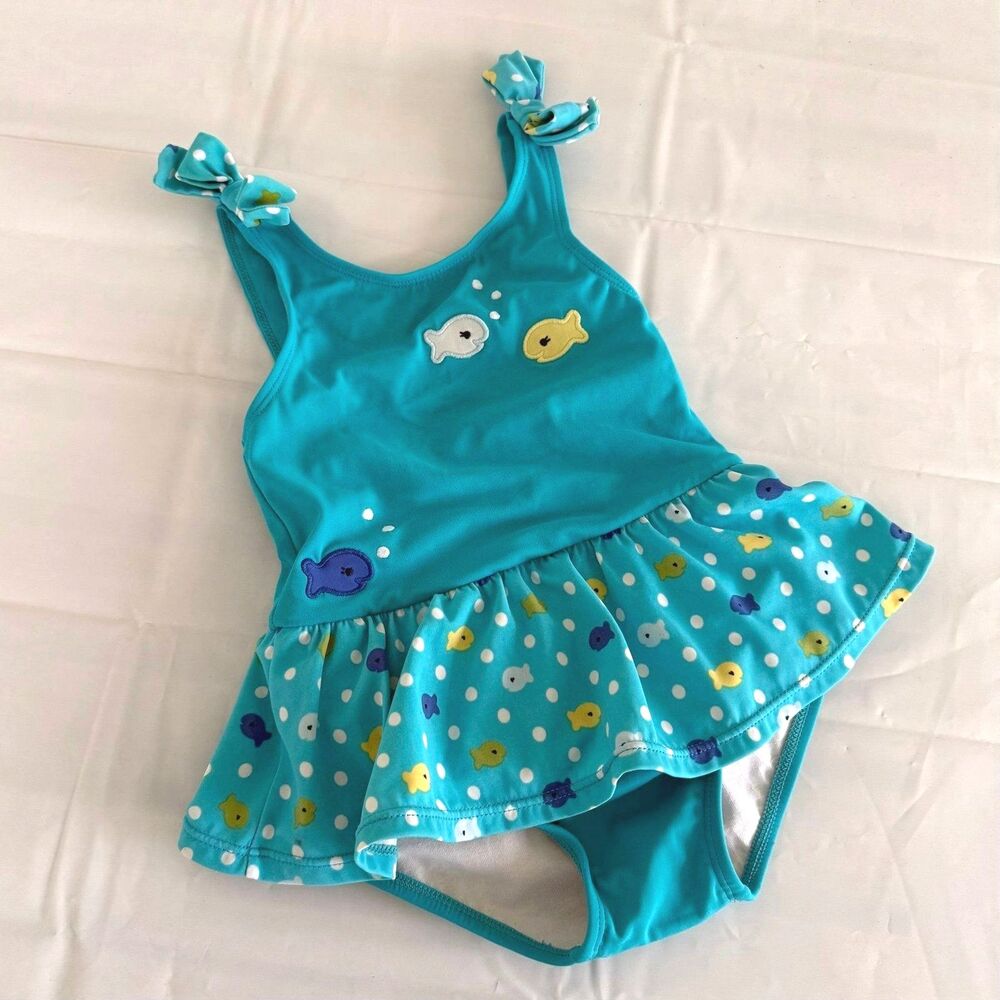 Gymboree Toddler Girls 2T Swimsuit Goldfish Aqua 2012 Sea Splash
